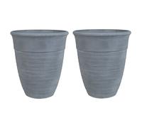 Set of 2 Plant Pots 43 cm Grey KATALIMA
