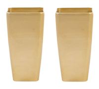 Beliani Set Of 2 Flower Pots 30 X 30 X 57 Cm Gold Modi