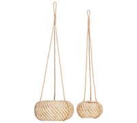 Beliani Set Of 2 Plant Pots Remora Seagrass 22/14 Cm Natural