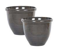 Beliani Set Of 2 Plant Pots Tesalia 40 Cm Brown