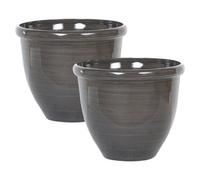 Set of 2 Plant Pots 44 cm Brown TESALIA