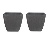 Beliani Set Of 2 Plant Pots Zeli 34 Cm Dark Grey