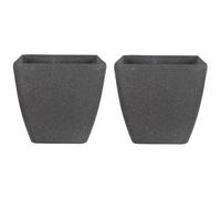 Beliani Set Of 2 Plant Pots Zeli 42 Cm Dark Grey