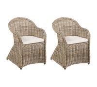 Beliani Set Of 2 Rattan Garden Chairs Natural Susua Ii