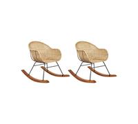 Beliani Set of 2 Rocking Chairs LAVINIO Rattan Natural