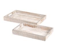 Beliani Set of 2 Serving Trays QUENA Mango Wood Light Brown, Brown