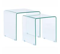 Beliani Set Of 2 Side Tables Kendall Tempered Glass Transparent