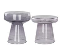 Set of 2 Side Tables LAGUNA/CALDERA Glass Grey