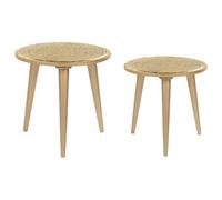Set of 2 Side Tables NARRA Mango Wood Gold