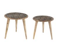 Beliani Set of 2 Side Tables SHARMA Mango Wood Brown/ Black