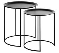 Beliani Set Of 2 Side Tables Twins Metal Black