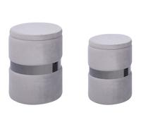 Beliani Set of 2 Storage Pouffes DORIS Velvet Light Grey 35/30 cm 35/30 cm 44/36 cm, Grey