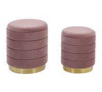 Beliani Set of 2 Storage Pouffes GARLAND Velvet Pink 40/33 cm 40/33 cm 44/38 cm, Pink