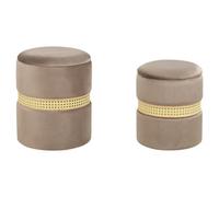 Beliani Set of 2 Storage Pouffes MEDFORD Velvet Taupe 30/34 cm 30/34 cm 38/43 cm, Grey