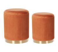 Beliani Set Of 2 Velvet Storage Pouffes Orange Miramar, Orange