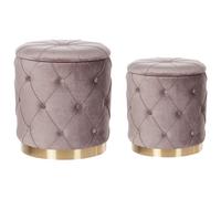 Beliani Set of 2 Storage Pouffes PUEBLO Velvet Taupe