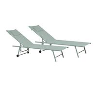 Beliani Set Of 2 Sun Loungers Soroni Metal Light Green