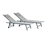 Set of 2 Sun Loungers SORONI Metal Light Grey