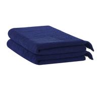 Beliani Set Of 2 Towels Atiu Terry Cotton Navy Blue
