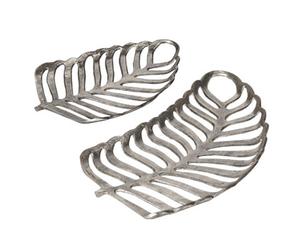 Beliani Set Of 2 Trinket Dishes Leaf Amnisos Metal Silver