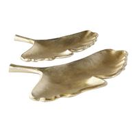 Beliani Set Of 2 Trinket Dishes Leaf Palenque Metal Gold