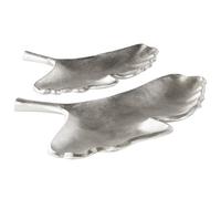 Beliani Set Of 2 Trinket Dishes Leaf Palenque Metal Silver