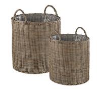 Beliani Set Of 2 Wicker Planters Bitola 40/48 Cm Pe Rattan Brown