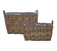 Beliani Set Of 2 Wicker Planters Ormos 53/59 Cm Brown Pe Rattan