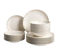 Beliani Set Of 24 Dinnerware Charoli Porcelain White/ Gold