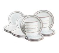 Beliani Set Of 24 Dinnerware Chives Stoneware Light Grey