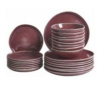 Beliani Set Of 24 Dinnerware Hops Stoneware Burgundy