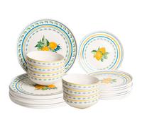 Beliani Set Of 24 Dinnerware Tarragon Porcelain White/ Green