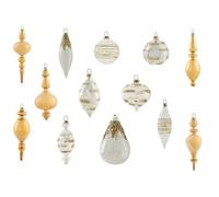 Beliani Set Of 25 Baubles Icicle Glass Transparent/ Gold
