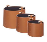 Beliani Set Of 3 Baskets Aram Faux Leather Brown