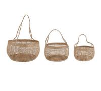 Beliani Set Of 3 Baskets Arapaima Seagrass Natural Ash Wood