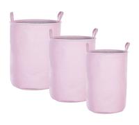 Set of 3 Fabric Baskets Pink ARCHA