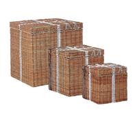 Beliani Set Of 3 Baskets Christmas Gifts Cadeau Rattan Natural