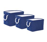 Beliani Set Of 3 Baskets Darqab Cotton Navy Blue