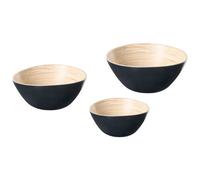 Beliani Set Of 3 Bowls Bonheur Bamboo Wood Black