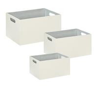 Set of 3 Boxes LARSA Faux Leather Beige