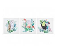 Beliani Set Of 3 Canvases Menaka Animal Motif 30 X 30 Cm Multicolour