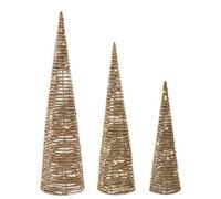 Beliani Set Of 3 Christmas Decorations Led Tuelso Christmas Tree 60/80/100 Cm Gold