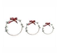 Beliani Set Of 3 Hanging Decorations Led Keitele 25/30/35 Cm Wreath White