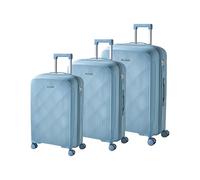 Beliani Set of 3 Hard Shell Suitcases Synthetic Material Iron TSA Lock Silent Wheels Anti-Theft Zipper 3 Sizes Blue Tonsai