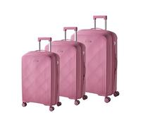 Beliani Set of 3 Hard Shell Suitcases Synthetic Material Iron TSA Lock Silent Wheels Anti-Theft Zipper 3 Sizes Pink Tonsai