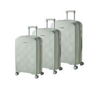 Beliani Set of 3 Hard Shell Suitcases Synthetic Material Iron TSA Lock Silent Wheels Anti-Theft Zipper 3 Sizes Light Green Tonsai