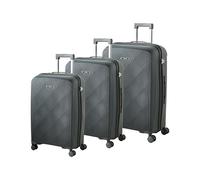 Beliani Set of 3 Hard Shell Suitcases Synthetic Material Iron TSA Lock Silent Wheels Anti-Theft Zipper 3 Sizes Dark Grey Tonsai
