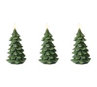 Set of 3 LED Candles VELOURA Christmas Tree 16 cm Green