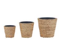 Beliani Set Of 3 Plant Pots Plaka 29/37/49 Cm Natural Water Hyacinth