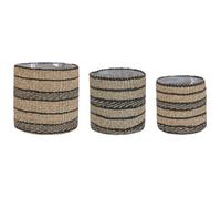 Set of 3 Plant Pots RASBORA Seagrass 35/31/27 cm Black